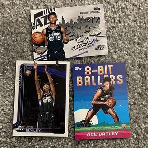 Topps Utah Jazz Ace Bailey Rookie card set of 3